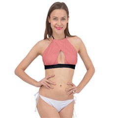 Tea Rose Red & Black - Cross Front Halter Bikini Top by FashionLane