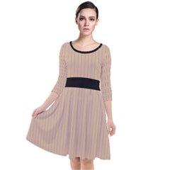 Toasted Almond & Black - Quarter Sleeve Waist Band Dress by FashionLane