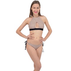 Toasted Almond & Black - Cross Front Halter Bikini Set by FashionLane