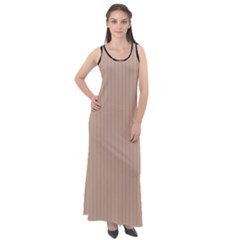 Toasted Almond & Black - Sleeveless Velour Maxi Dress by FashionLane