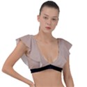 Toasted Almond & Black - Plunge Frill Sleeve Bikini Top View1