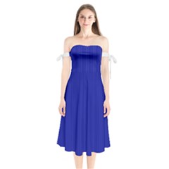 Admiral Blue & White - Shoulder Tie Bardot Midi Dress