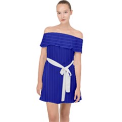 Admiral Blue & White - Off Shoulder Chiffon Dress by FashionLane