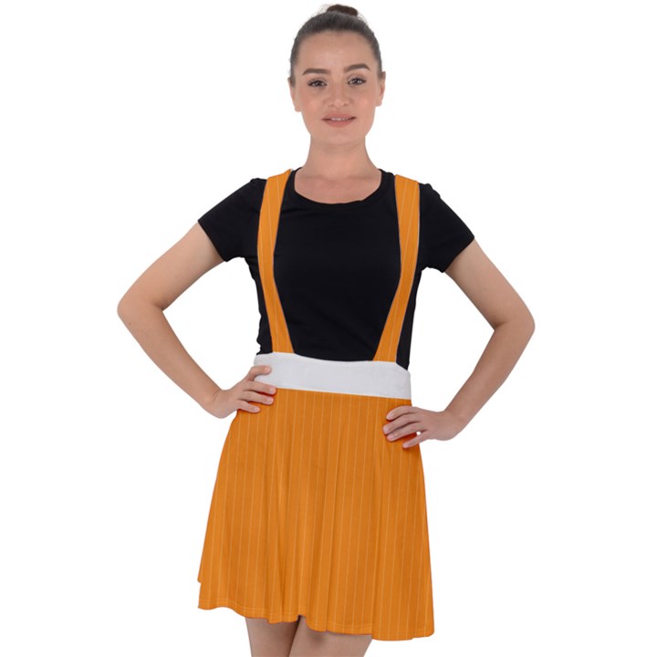 Apricot Orange & White - Velvet Suspender Skater Skirt