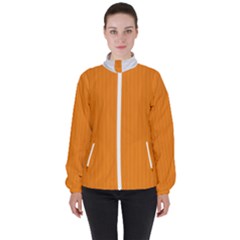 Apricot Orange & White - Women s High Neck Windbreaker by FashionLane