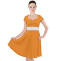 Apricot Orange & White - Cap Sleeve Midi Dress View1