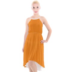 Apricot Orange & White - High-low Halter Chiffon Dress  by FashionLane