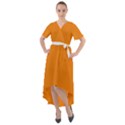 Apricot Orange & White - Front Wrap High Low Dress View1