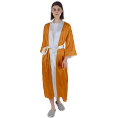 Apricot Orange & White - Maxi Satin Kimono