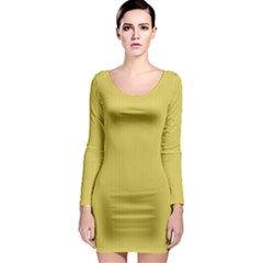 Ceylon Yellow & White - Long Sleeve Bodycon Dress by FashionLane