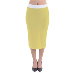 Ceylon Yellow & White - Velvet Midi Pencil Skirt by FashionLane