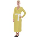 Ceylon Yellow & White - Velvet Maxi Wrap Dress View1