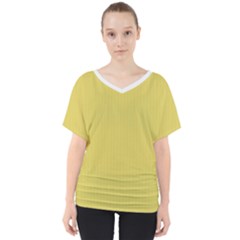 Ceylon Yellow & White - V-neck Dolman Drape Top by FashionLane