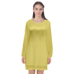 Ceylon Yellow & White - Long Sleeve Chiffon Shift Dress  by FashionLane