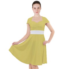 Ceylon Yellow & White - Cap Sleeve Midi Dress by FashionLane