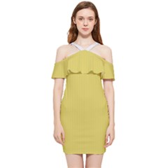 Ceylon Yellow & White - Shoulder Frill Bodycon Summer Dress by FashionLane