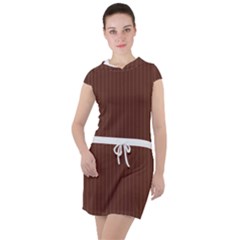 Emperador Brown & White - Drawstring Hooded Dress by FashionLane