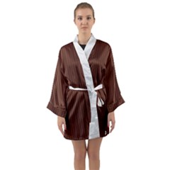 Emperador Brown & White - Long Sleeve Satin Kimono by FashionLane