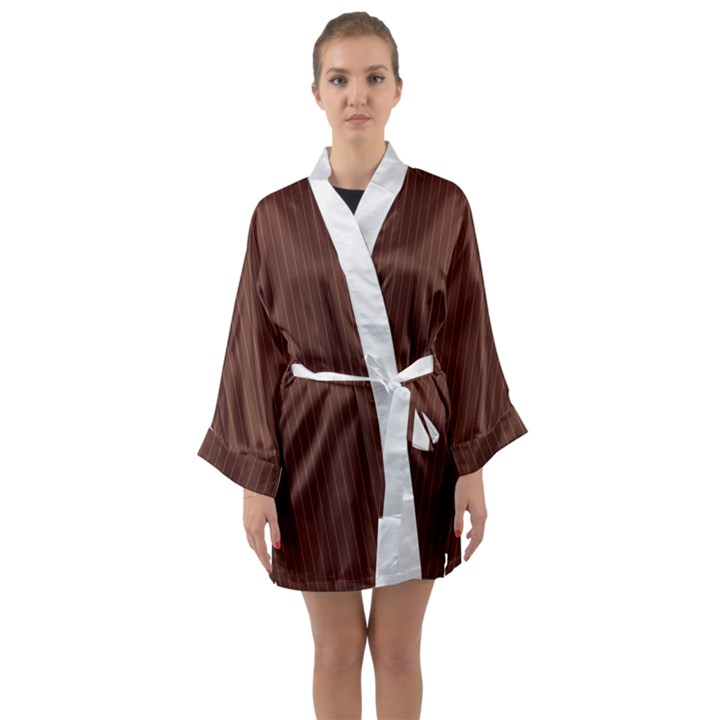 Emperador Brown & White - Long Sleeve Satin Kimono