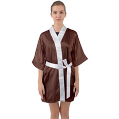 Emperador Brown & White - Half Sleeve Satin Kimono  by FashionLane