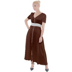 Emperador Brown & White - Button Up Short Sleeve Maxi Dress by FashionLane