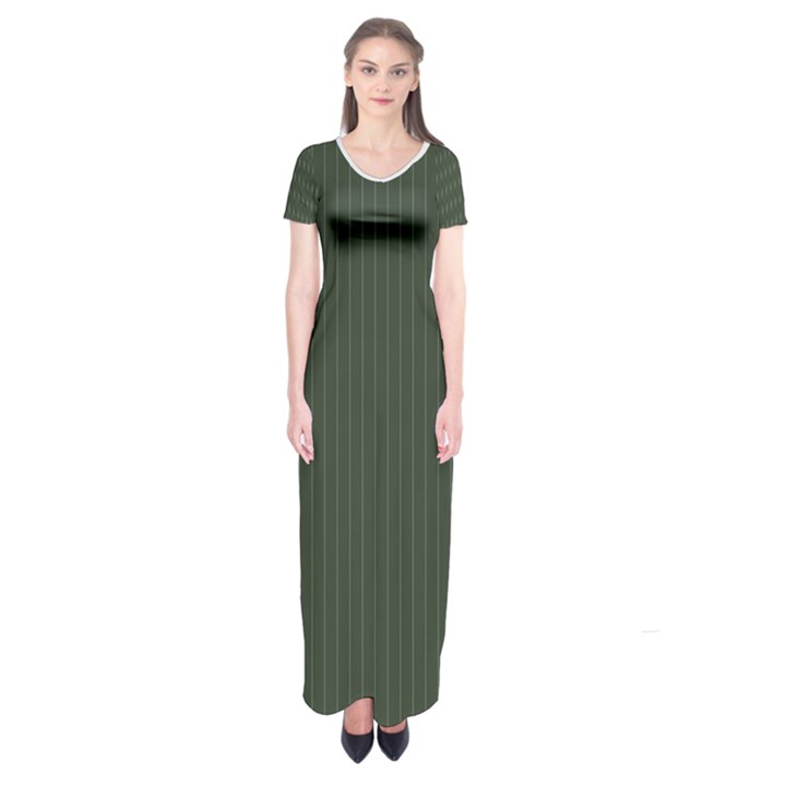 Kombu Green & White - Short Sleeve Maxi Dress