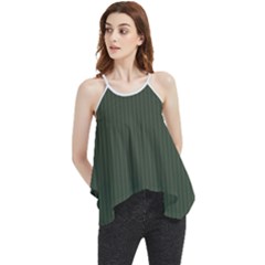 Kombu Green & White - Flowy Camisole Tank Top by FashionLane