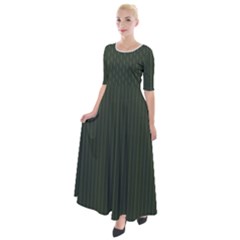 Kombu Green & White - Half Sleeves Maxi Dress by FashionLane