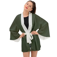 Kombu Green & White - Long Sleeve Kimono by FashionLane