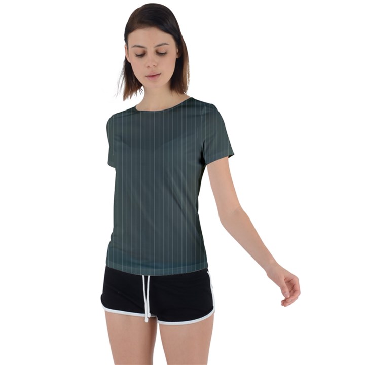 Kombu Green & White - Back Circle Cutout Sports Tee