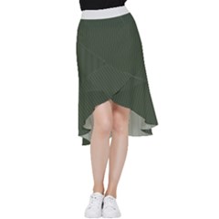 Kombu Green & White - Frill Hi Low Chiffon Skirt by FashionLane