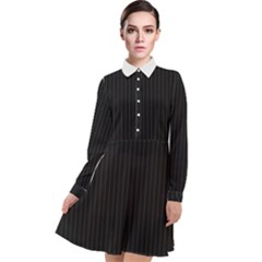 Midnight Black & White - Long Sleeve Chiffon Shirt Dress by FashionLane