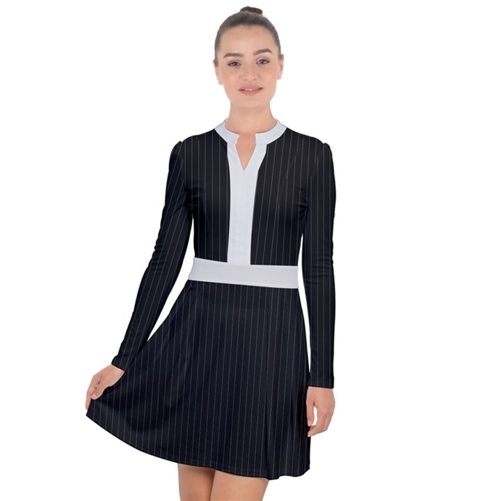 Midnight Black & White - Long Sleeve Panel Dress