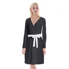 Midnight Black & White - Long Sleeve Velvet Front Wrap Dress by FashionLane