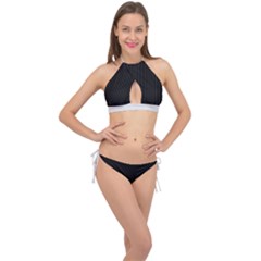 Midnight Black & White - Cross Front Halter Bikini Set by FashionLane