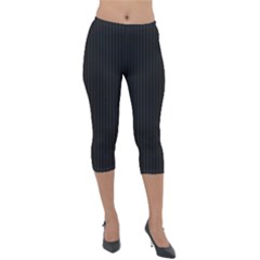 Midnight Black & White - Lightweight Velour Capri Leggings  by FashionLane