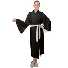 Midnight Black & White - Maxi Velour Kimono by FashionLane