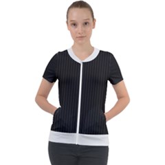 Midnight Black & White - Short Sleeve Zip Up Jacket by FashionLane