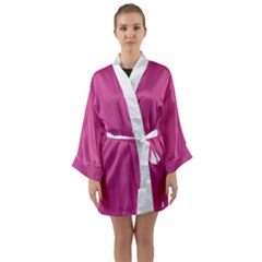 Smitten Pink & White - Long Sleeve Satin Kimono by FashionLane