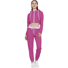 Smitten Pink & White - Cropped Zip Up Lounge Set by FashionLane