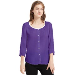 Spanish Violet & White - Chiffon Quarter Sleeve Blouse by FashionLane