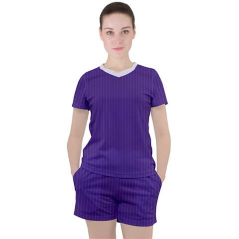 Spanish Violet & White - Women s Tee And Shorts Set by FashionLane