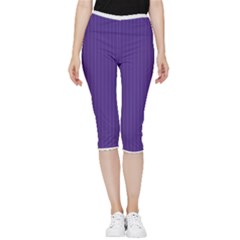 Spanish Violet & White - Inside Out Lightweight Velour Capri Leggings  by FashionLane