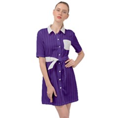 Spanish Violet & White - Belted Shirt Dress by FashionLane