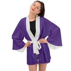 Spanish Violet & White - Long Sleeve Kimono by FashionLane