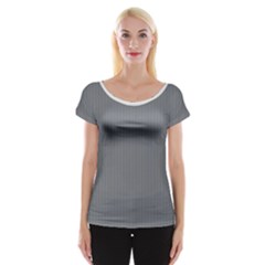 Steel Grey & White - Cap Sleeve Top by FashionLane