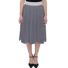 Steel Grey & White - Classic Midi Skirt by FashionLane