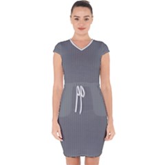 Steel Grey & White - Capsleeve Drawstring Dress  by FashionLane