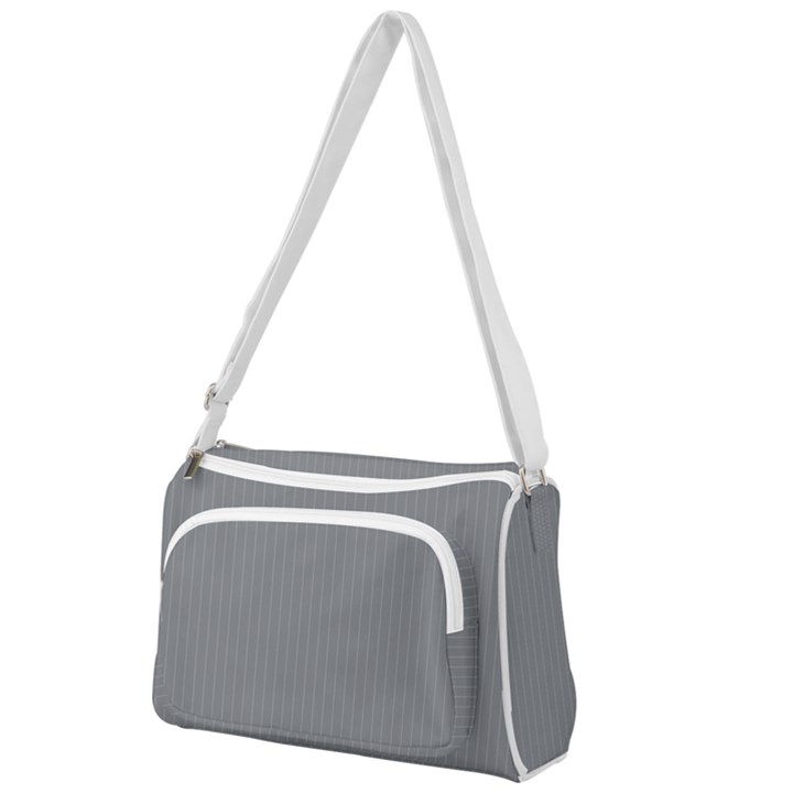 Steel Grey & White - Front Pocket Crossbody Bag