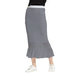 Steel Grey & White - Maxi Fishtail Chiffon Skirt by FashionLane